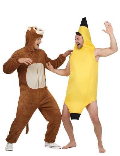 Déguisement de couple singe et banane adulte