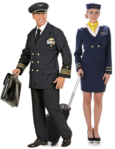 Déguisement de couple adulte pilote et hôtesse de l'air