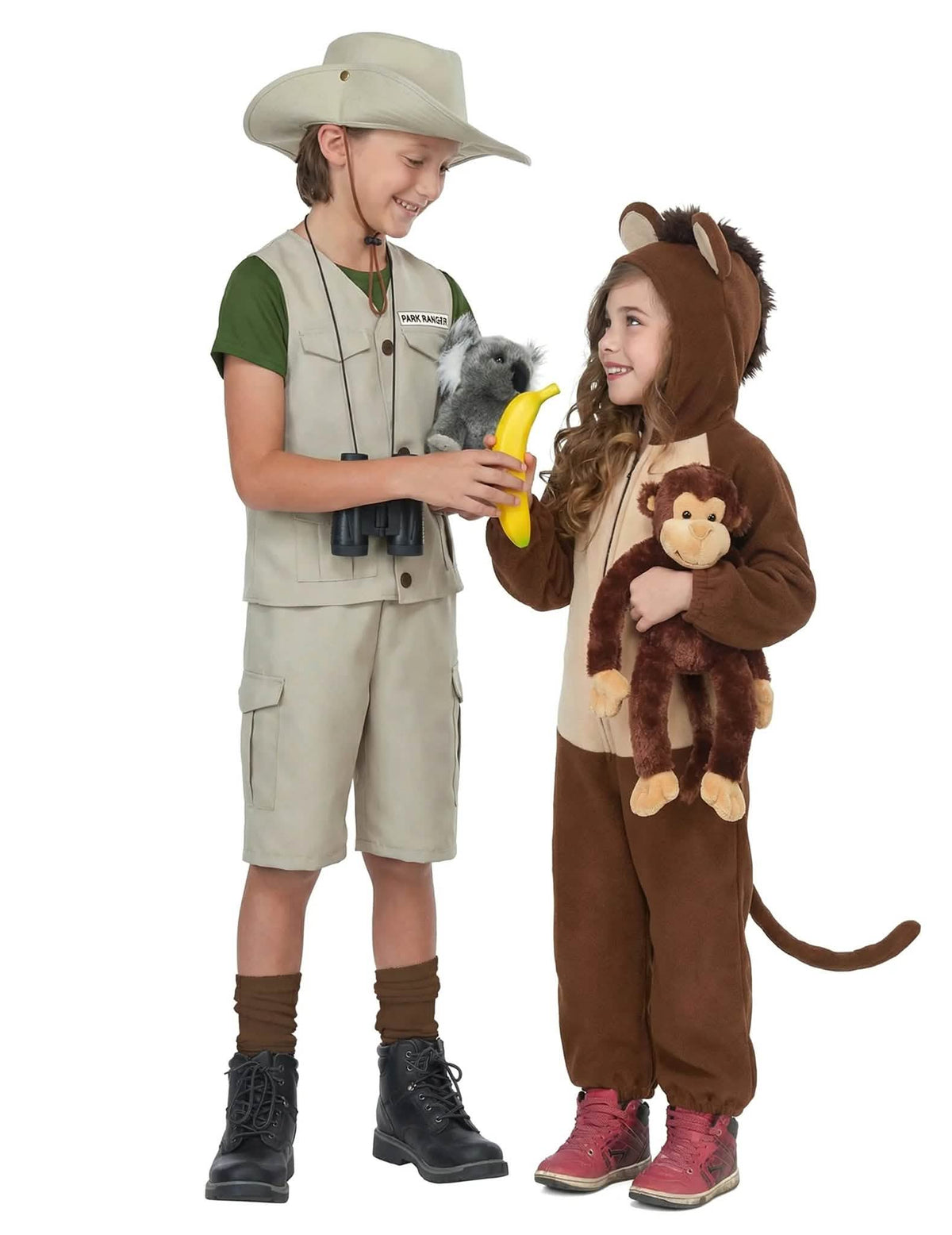 Déguisement de couple aventurier et singe enfant