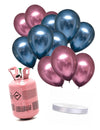 Heliumflesset 12 ballonnen blauw-roze