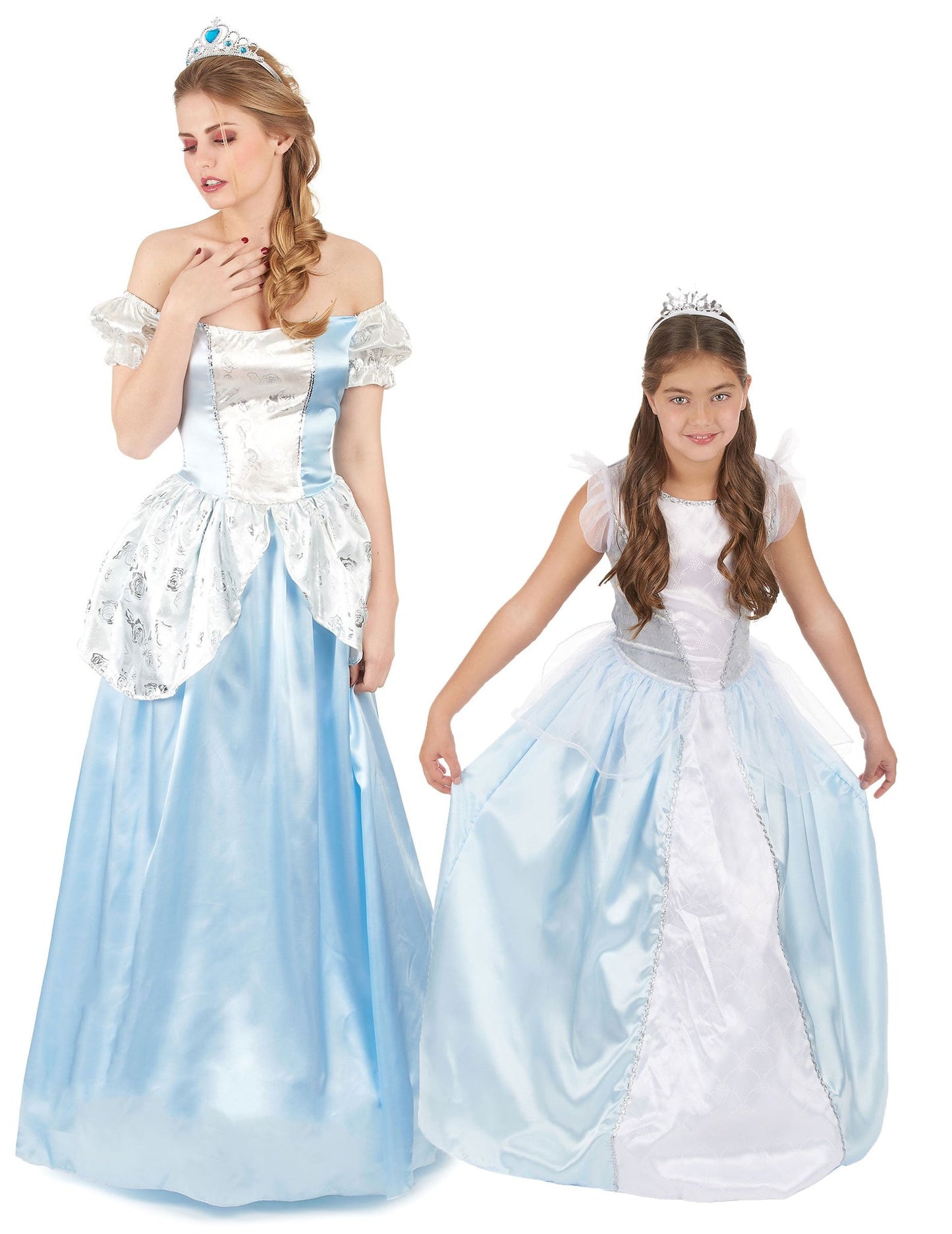Déguisement de couple princesse bleue mère et fille