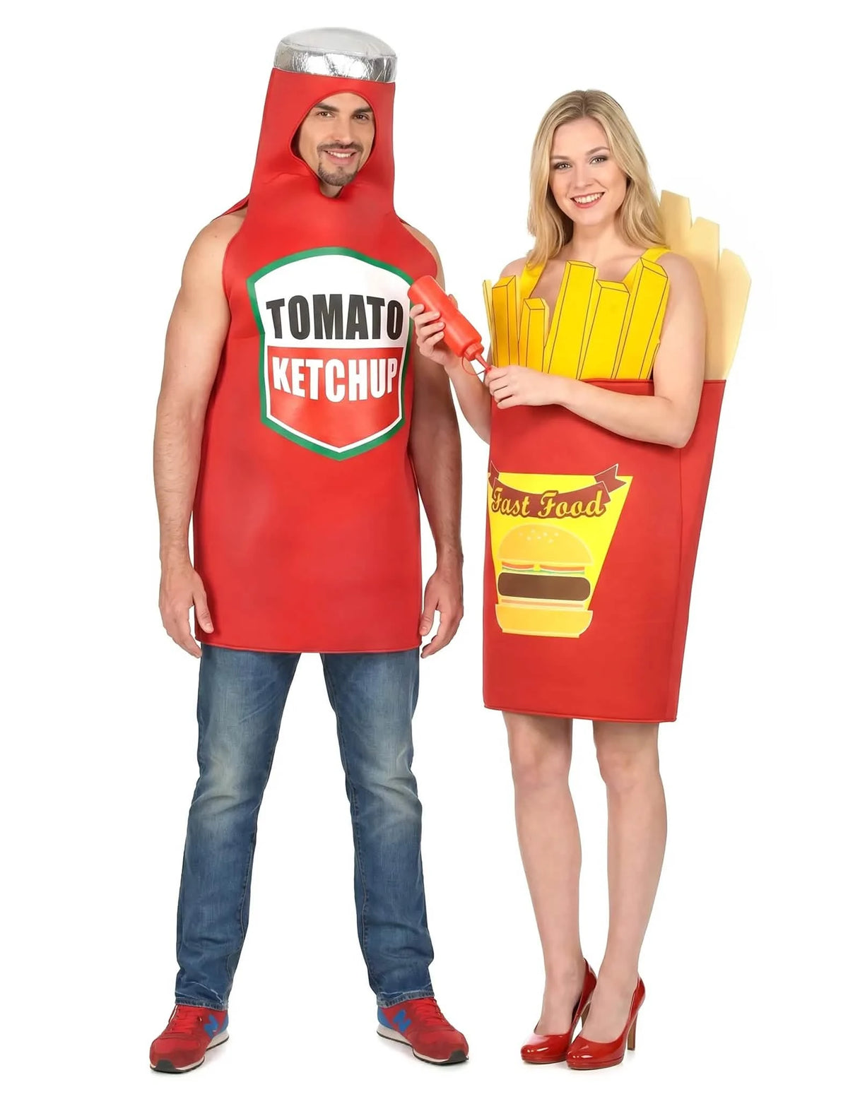 Verkleedkoppel frietjes en ketchup voor volwassenen