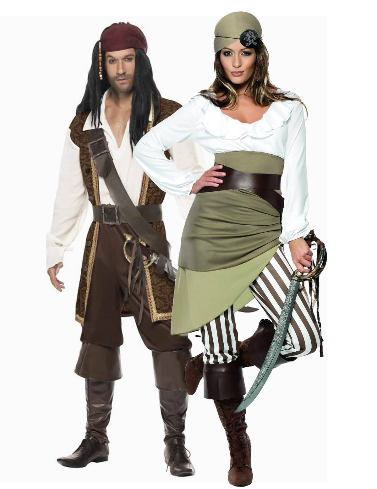 Piratenkoppel kostuum bruin en groen