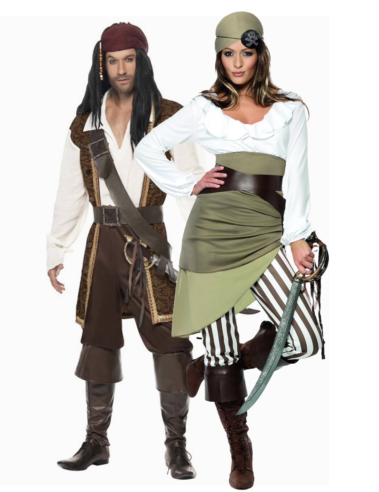 Piratenkoppel kostuum bruin en groen