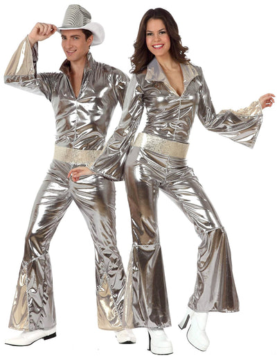 Déguisement de couple disco argent adulte