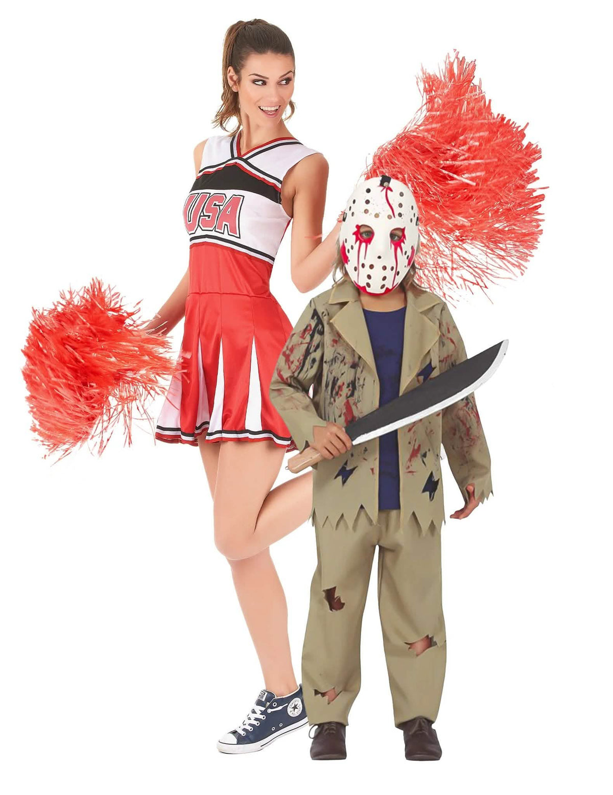 Seriemoordenaar en cheerleader koppel kostuum