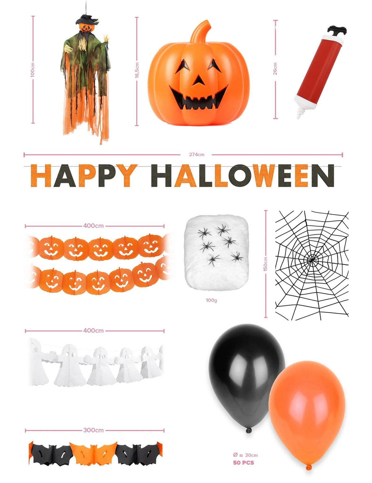 Halloween decoratieset oranje zwart