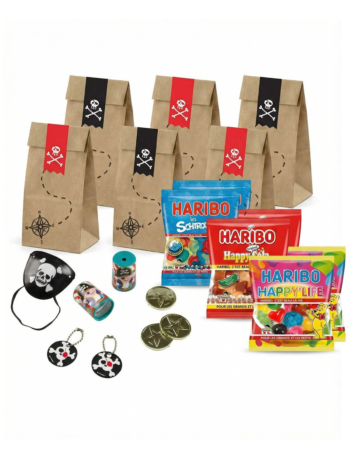 Sachets surprise anniversaire pirate - 6 personnes