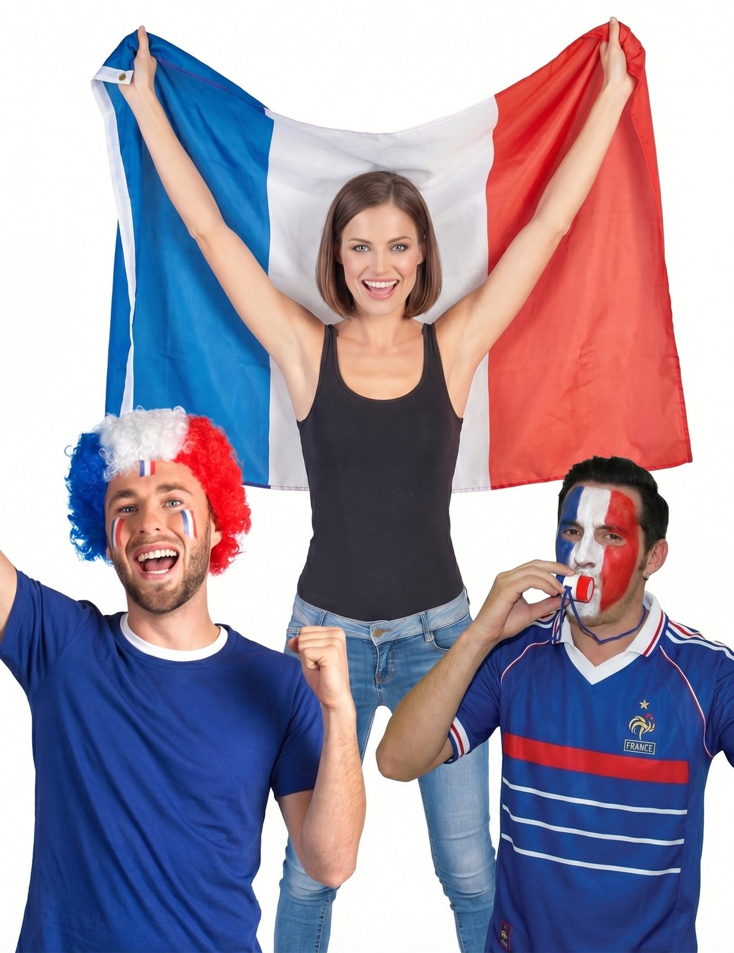 Set du Supporter France : Perruque, Cape et Mini Trompette