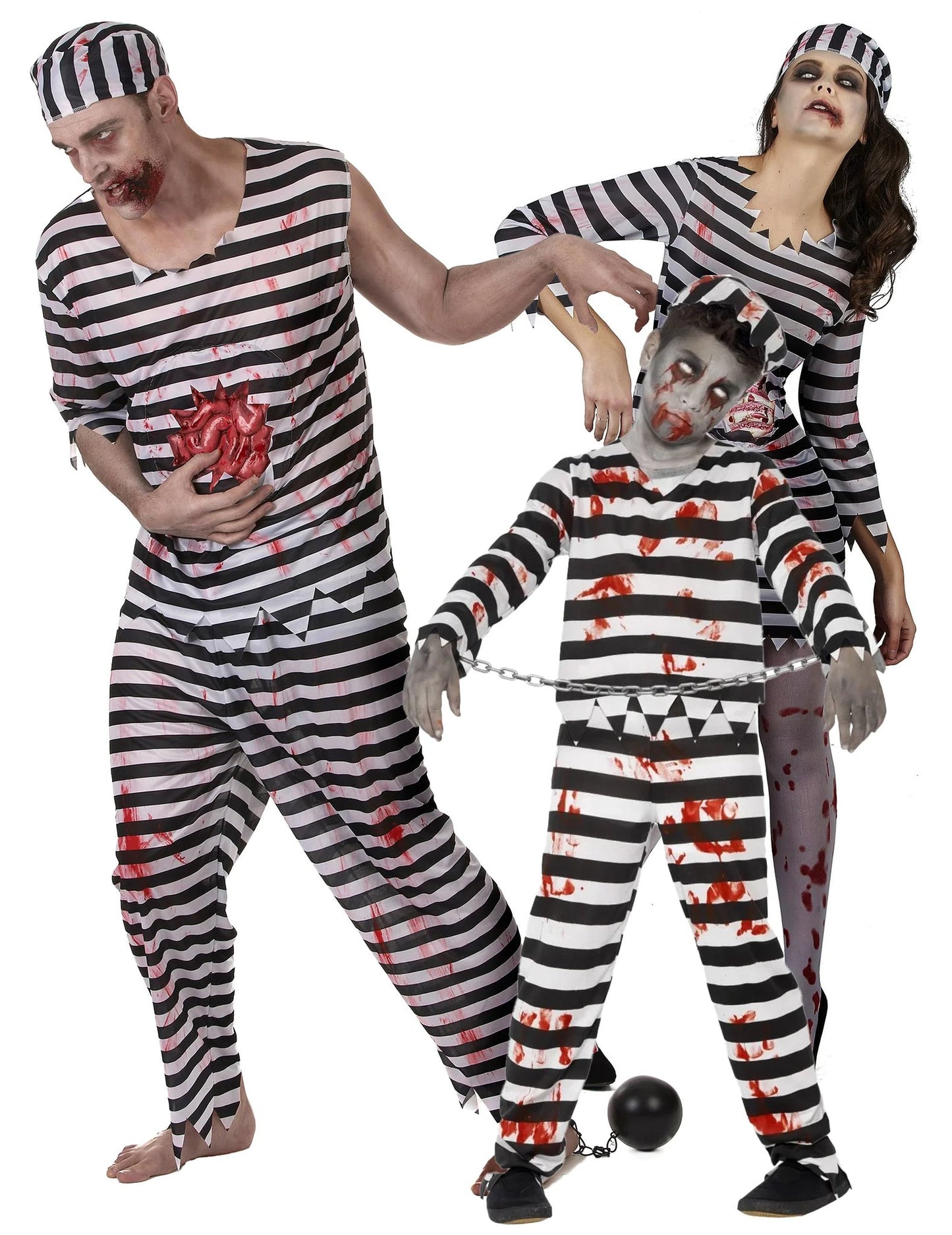 Déguisement de famille prisonniers zombies effrayants Halloween
