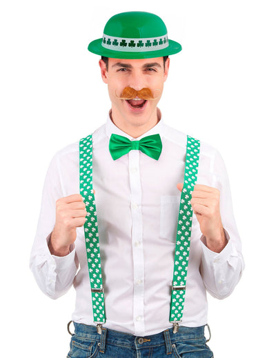 Pack Bretelles chapeau et nœud papillon Saint Patrick adulte