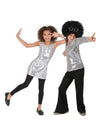 Déguisement de couple disco paillettes argent enfant