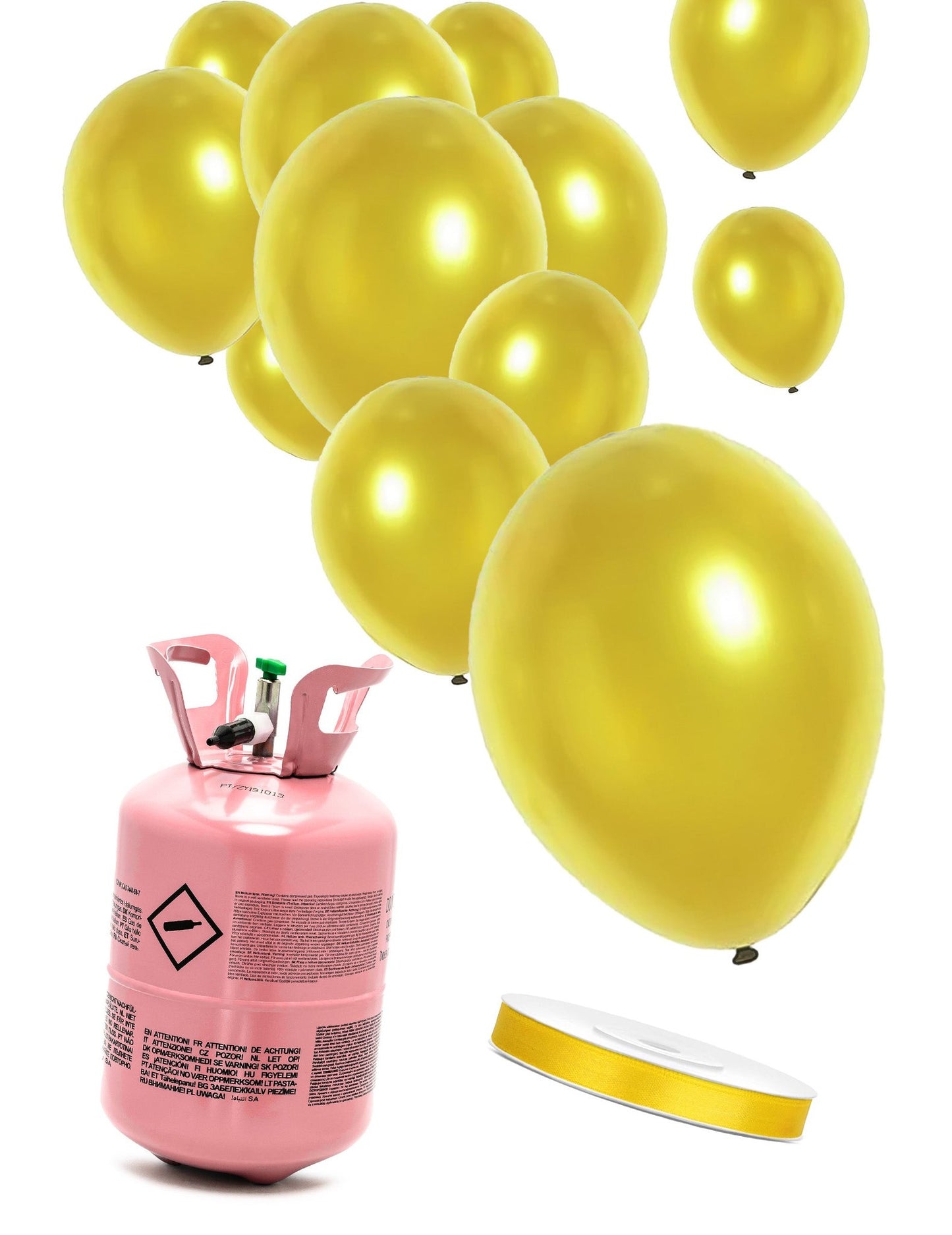Heliumflesset 12 ballonnen goud