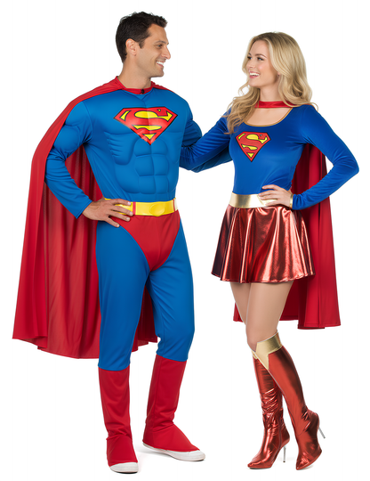 Vue d'ensemble du déguisement de couple Superman et Supergirl