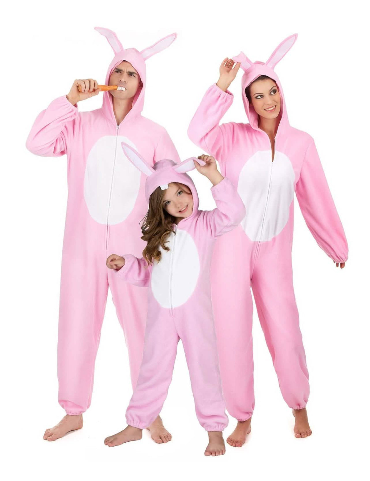 Roze konijn familie kostuum