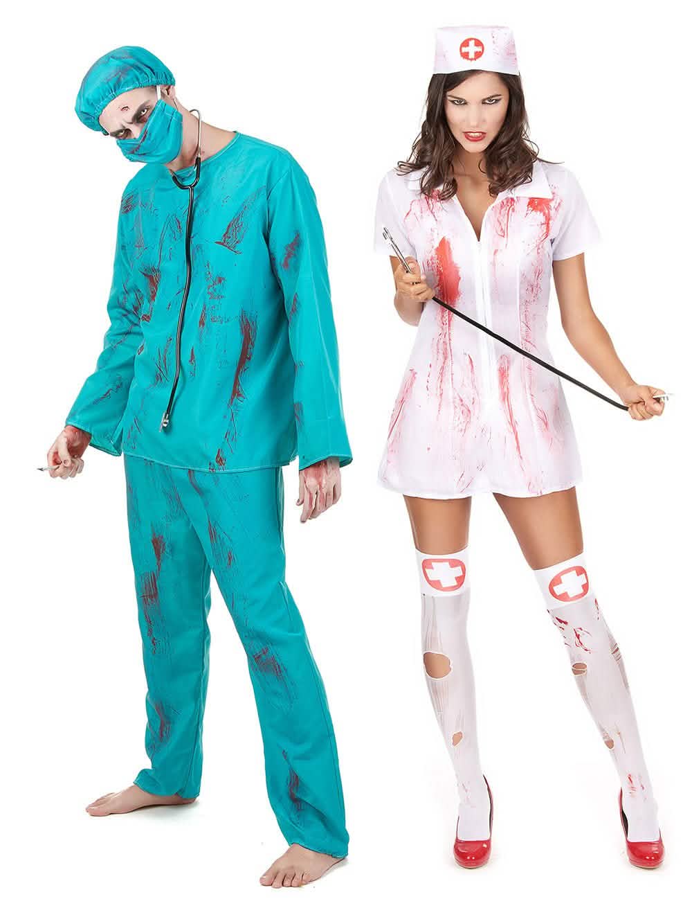 Zombie chirurg en verpleegster koppel kostuum