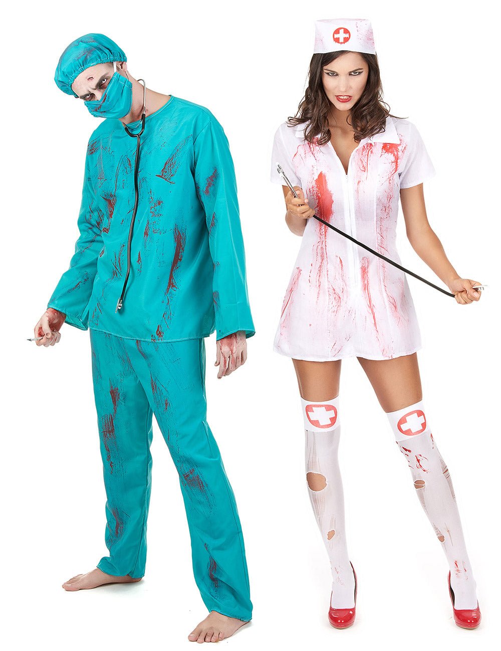 Zombie chirurg en verpleegster koppel kostuum