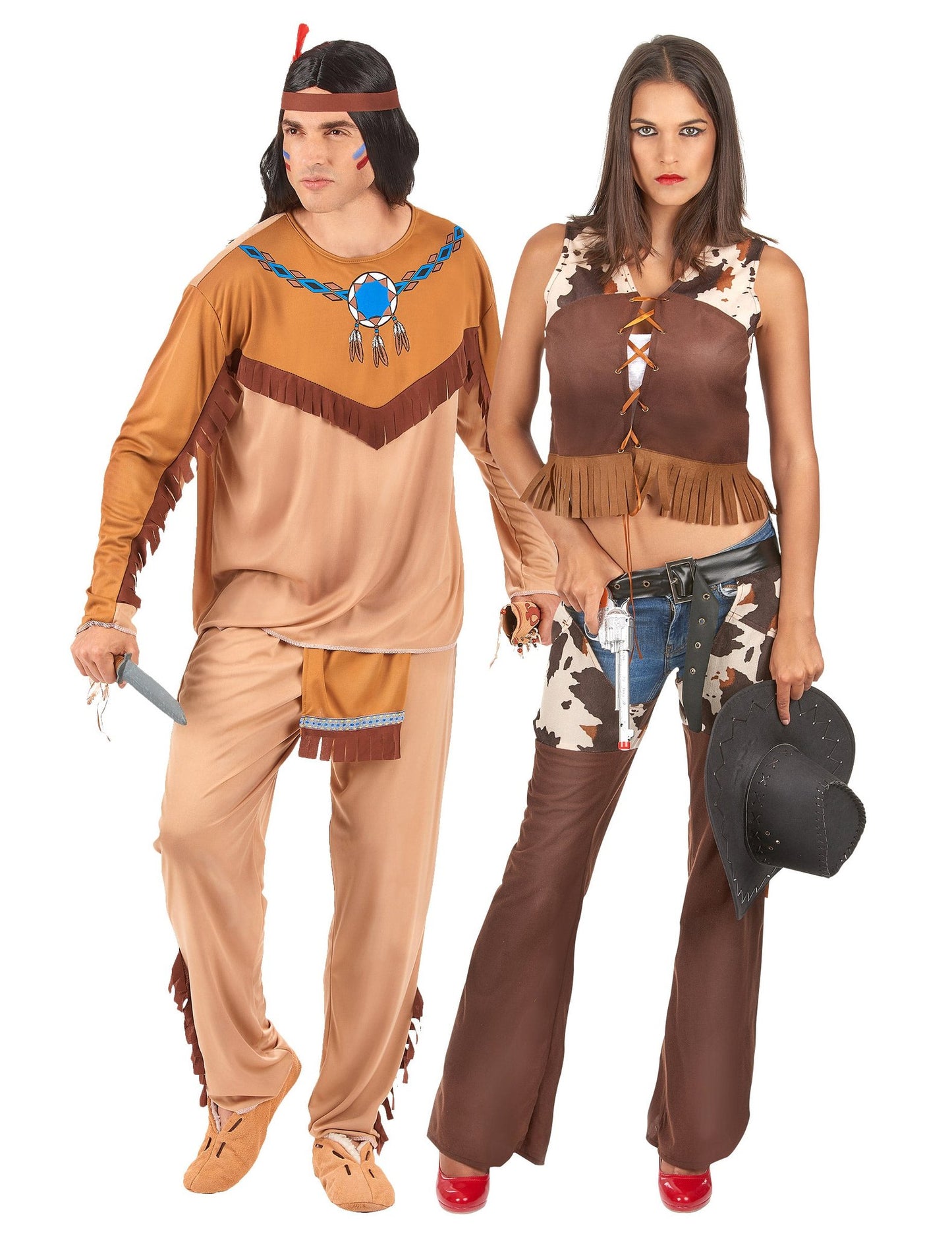 Déguisement de couple indien et cowgirl adulte