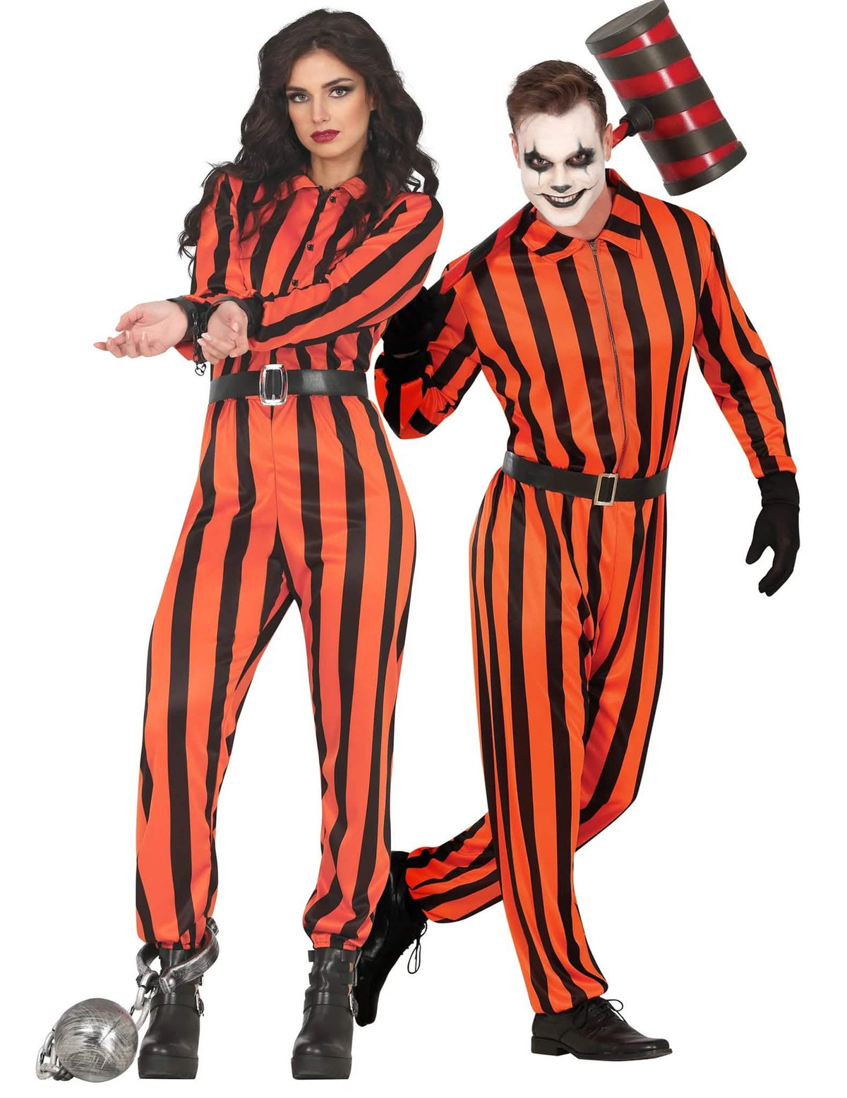 Volwassen gevangene clown koppel kostuum