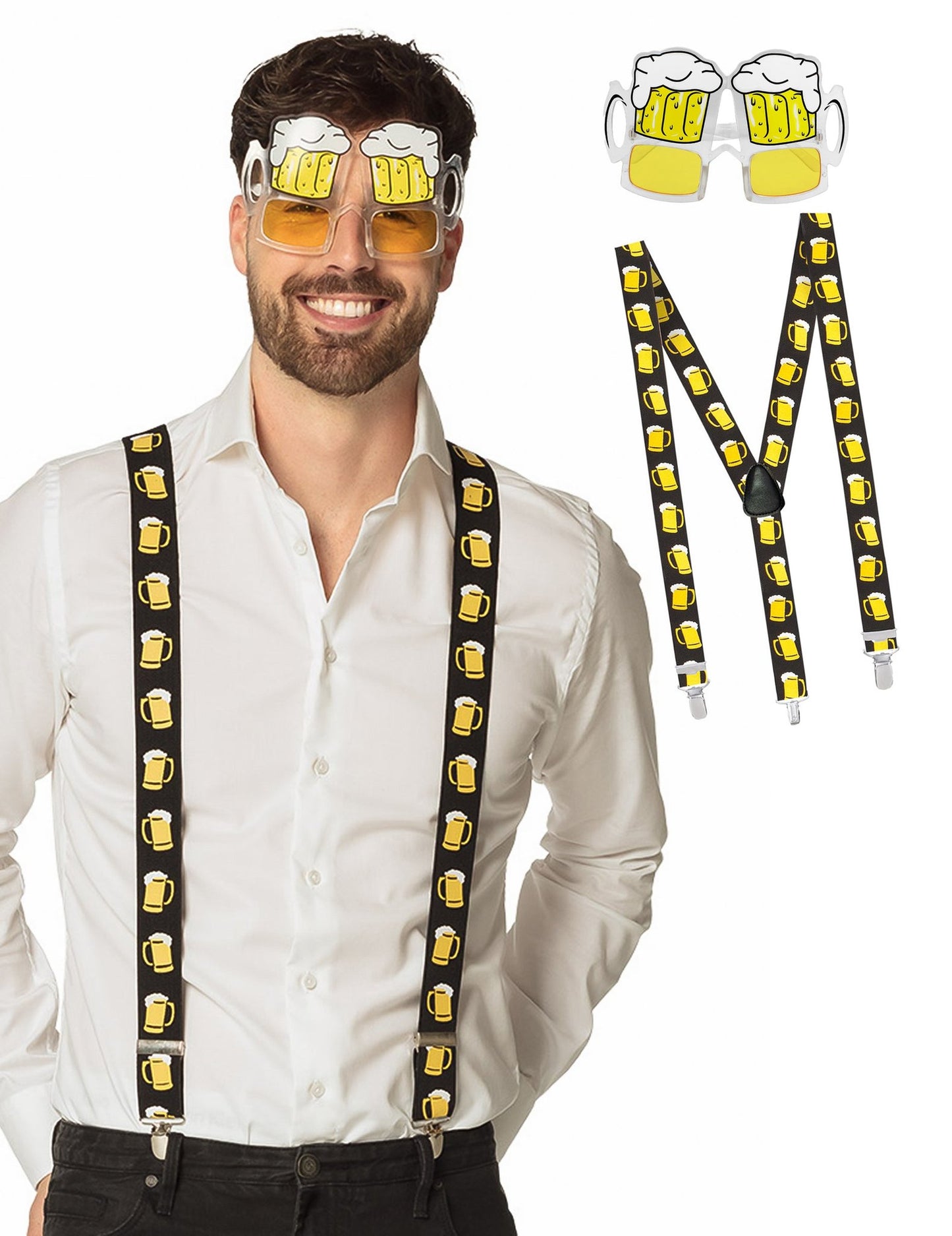 Kit bretelles et lunettes bière adulte