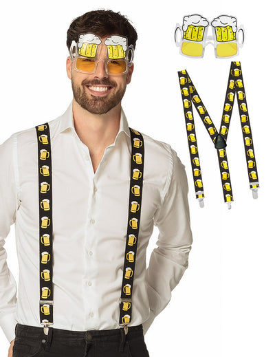 Kit bretelles et lunettes bière adulte
