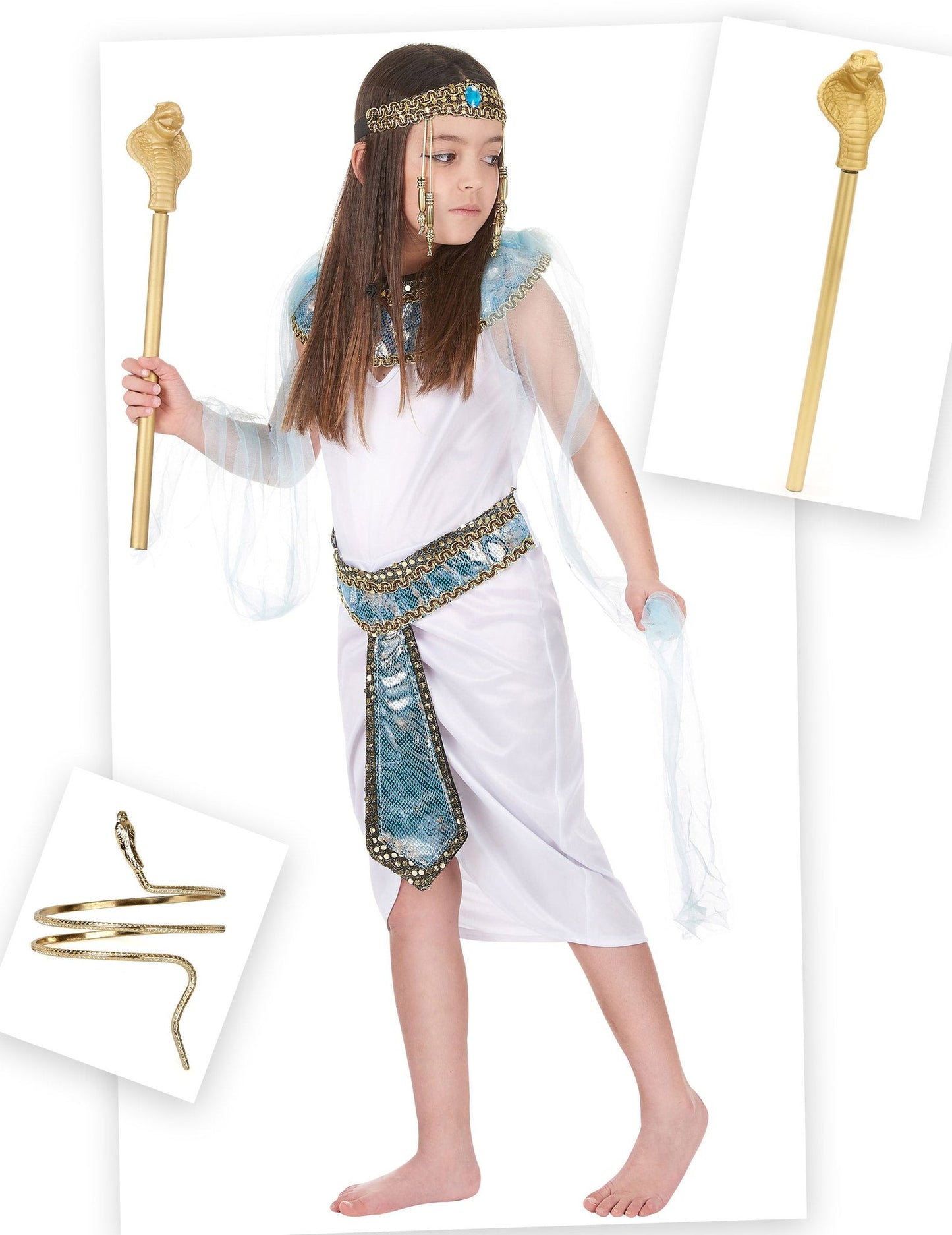 Pack déguisement d’Égyptienne fille avec bracelet et sceptre
