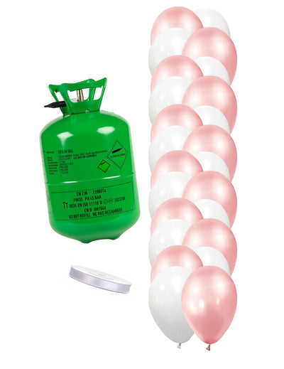 Heliumflesset 24 ballonnen roségoud-wit