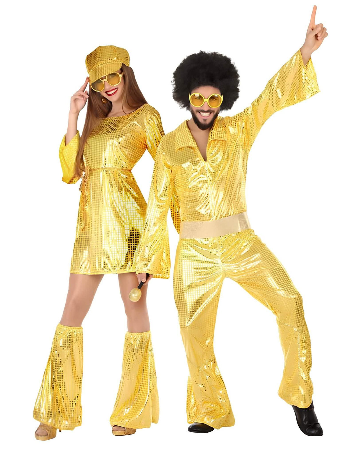 Déguisement de couple disco doré