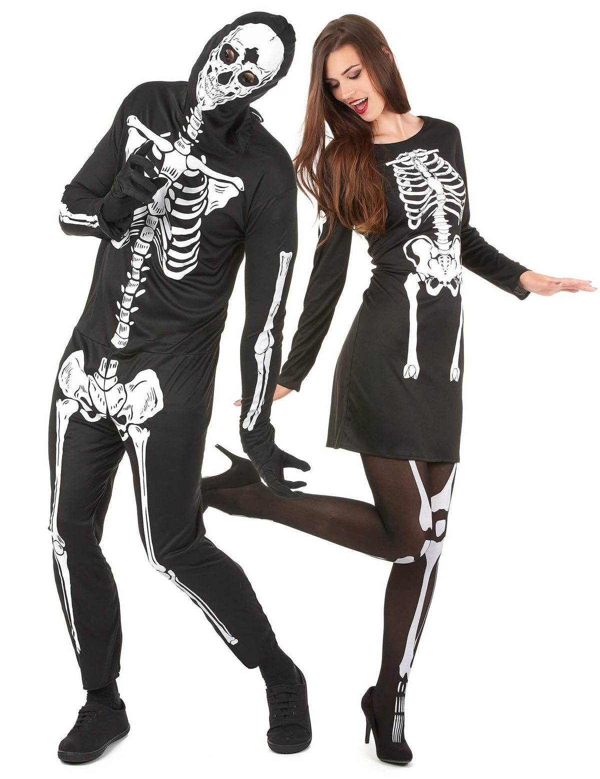 Halloween skeletkoppelkostuum voor volwassenen