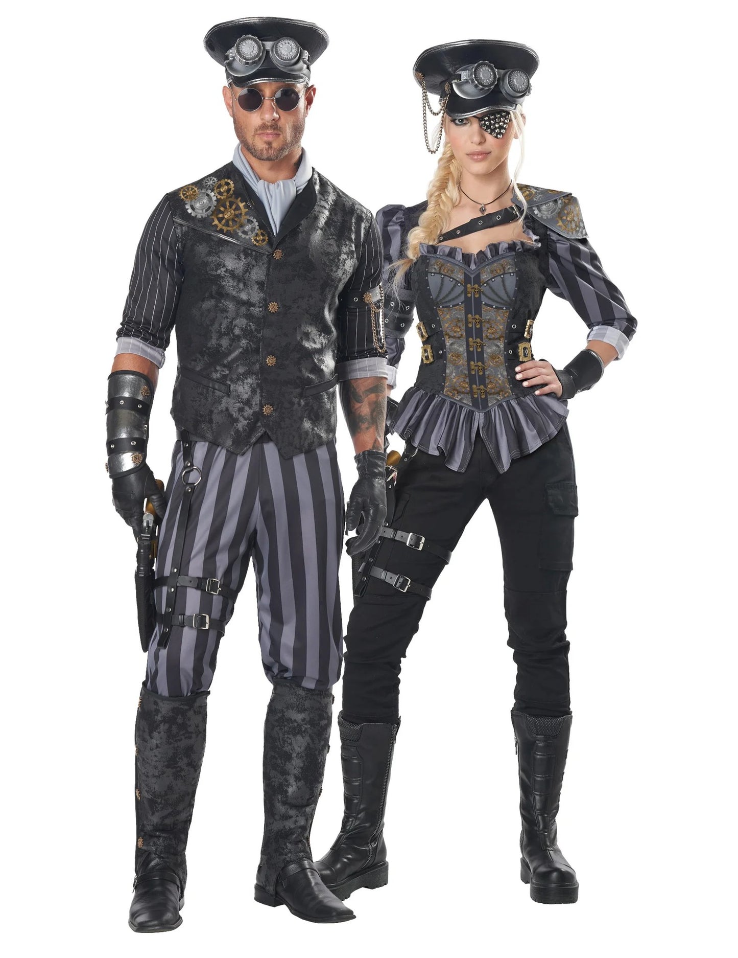 Déguisement de couple capitaines steampunk adultes
