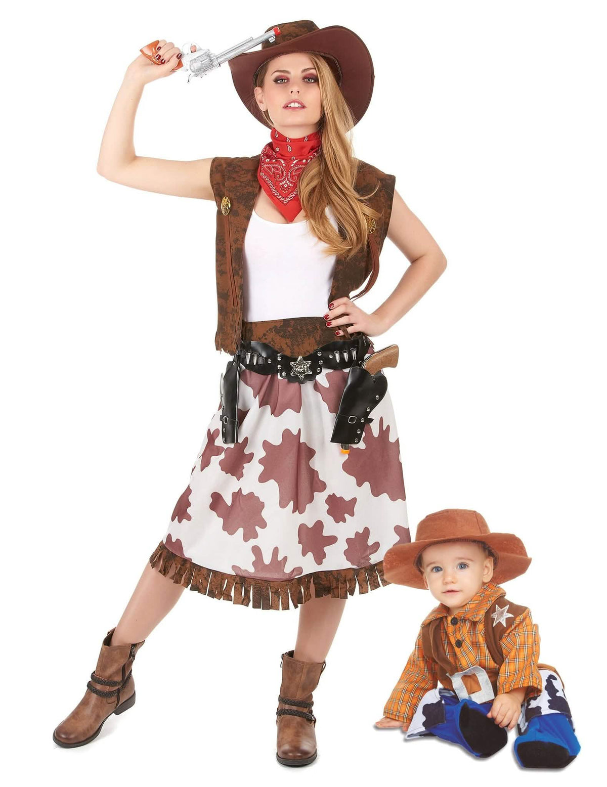 Cowboy moeder en zoon paar kostuum