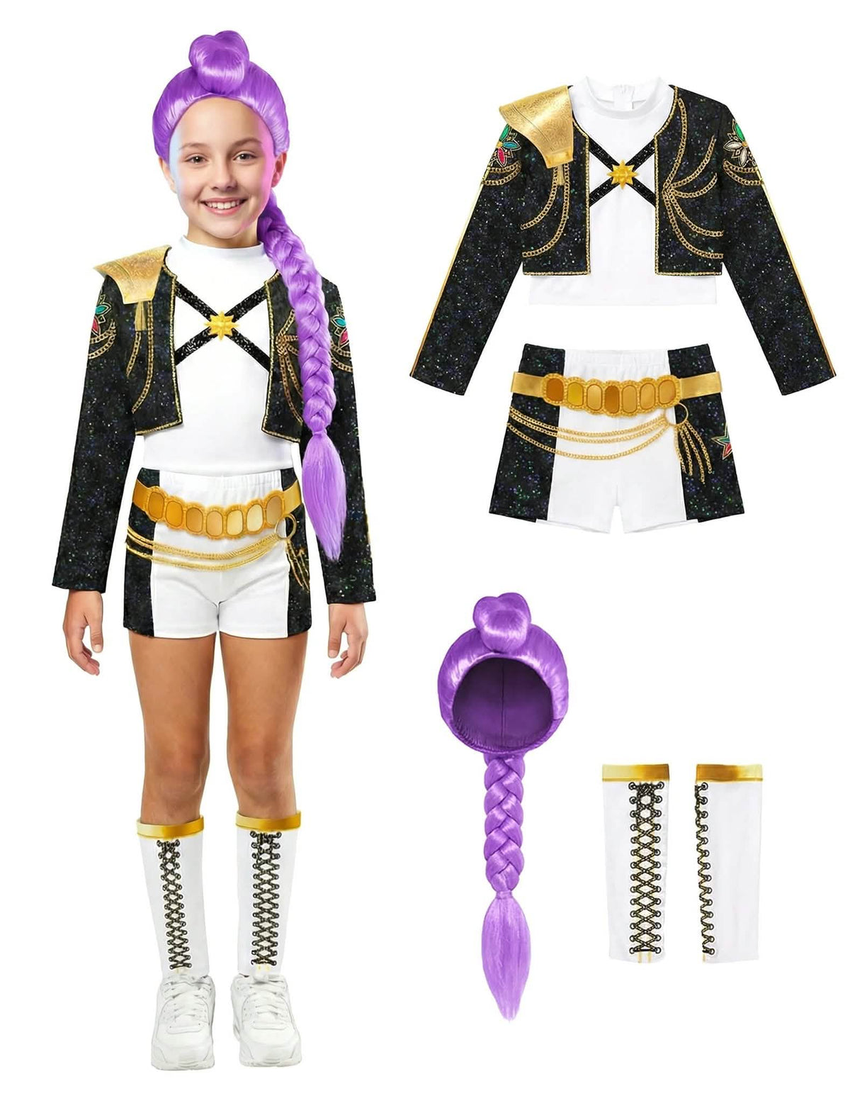 Rumi Gold Kpop Demon Hunter™ Verkleedset en Pruik voor meisjes