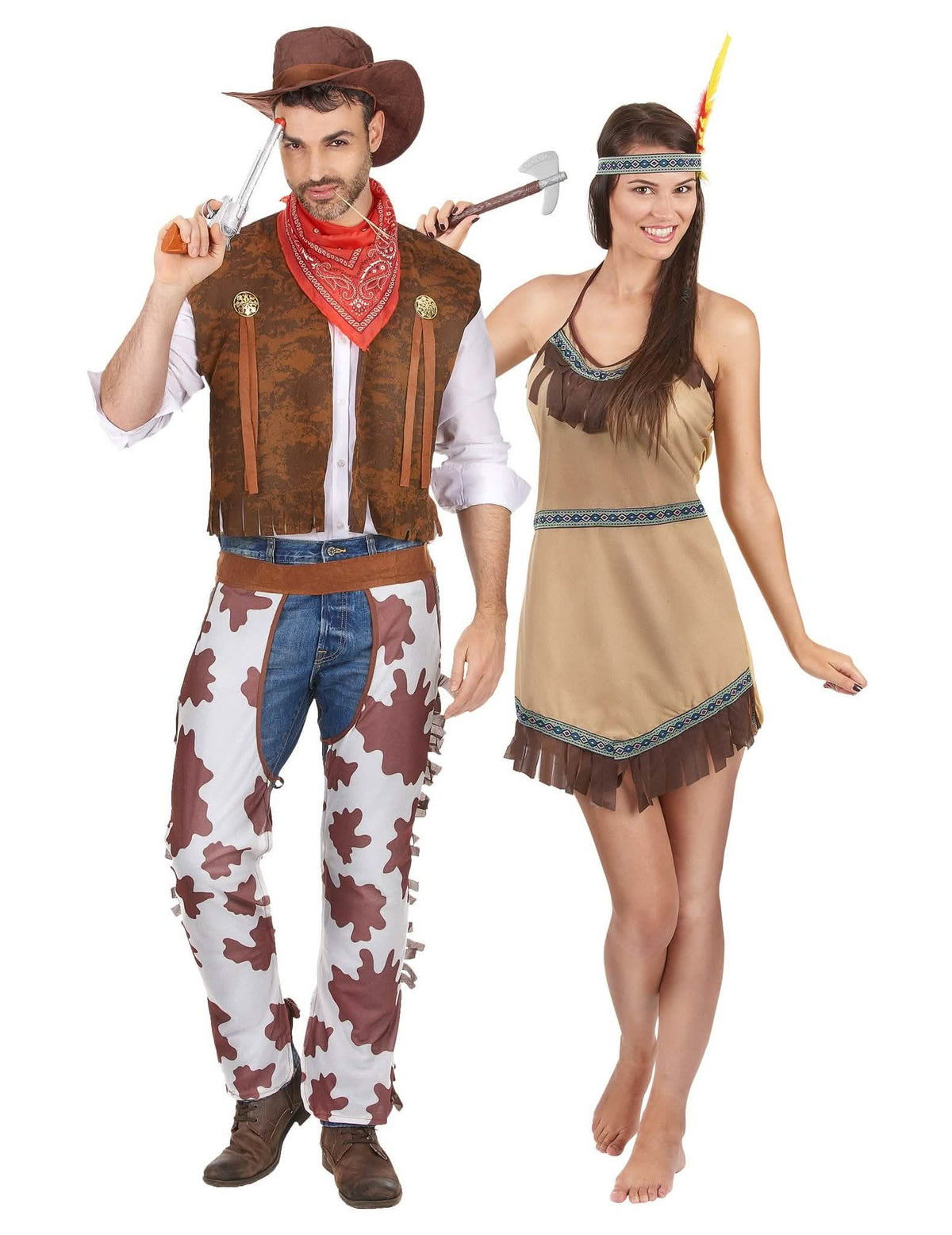 Cowboy en indiaan koppelkostuum voor volwassenen