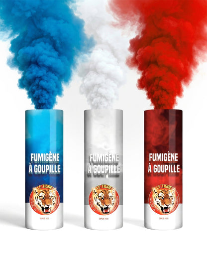 3 Fumigènes à goupille supporter bleu blanc rouge 1 min