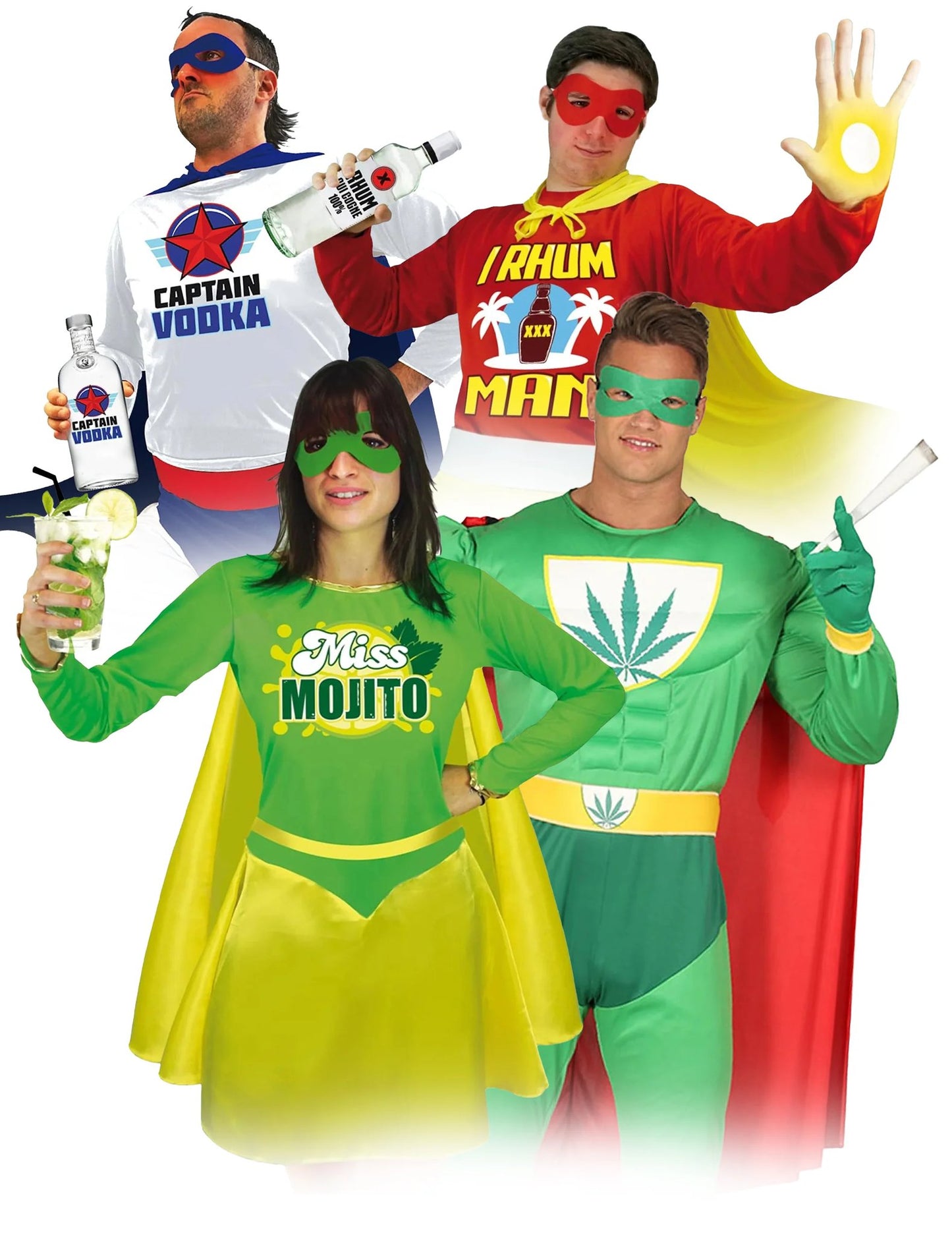 Groepskostuum 4-delig drinkteam en chill