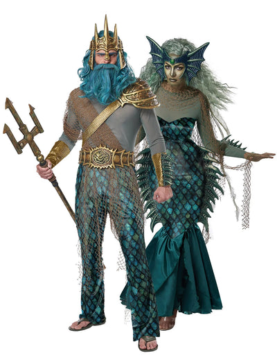 Déguisement de couple Dieu de la mer et Sirène adultes