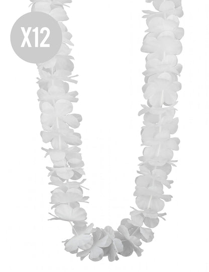 12 Hawaiiaanse kettingen wit