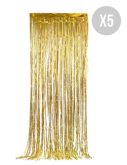 Pack de 5 rideaux scintillants dorés
