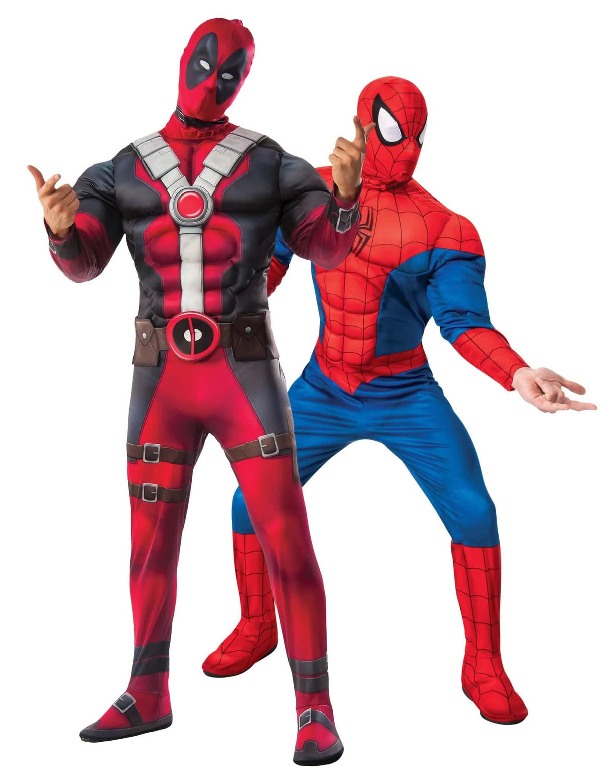 Spiderman™ en Deadpool™ volwassen koppel kostuum