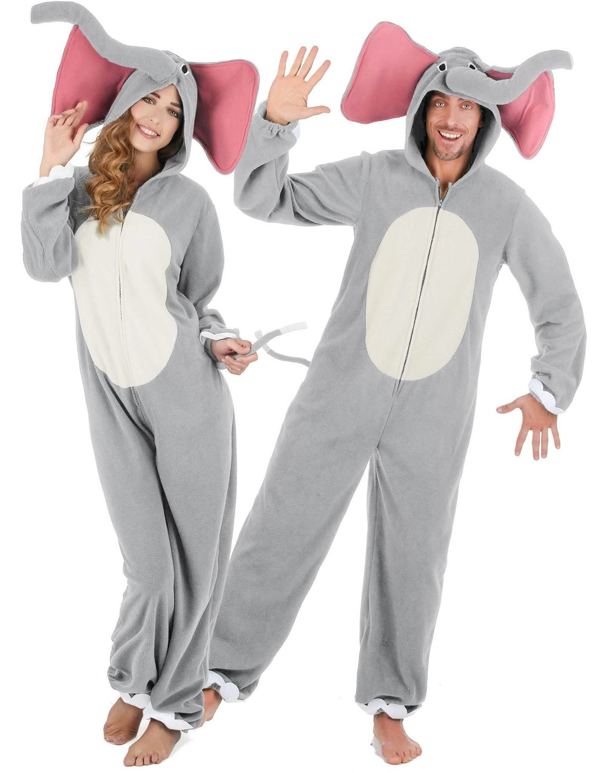 Déguisement de couple éléphant gris adulte