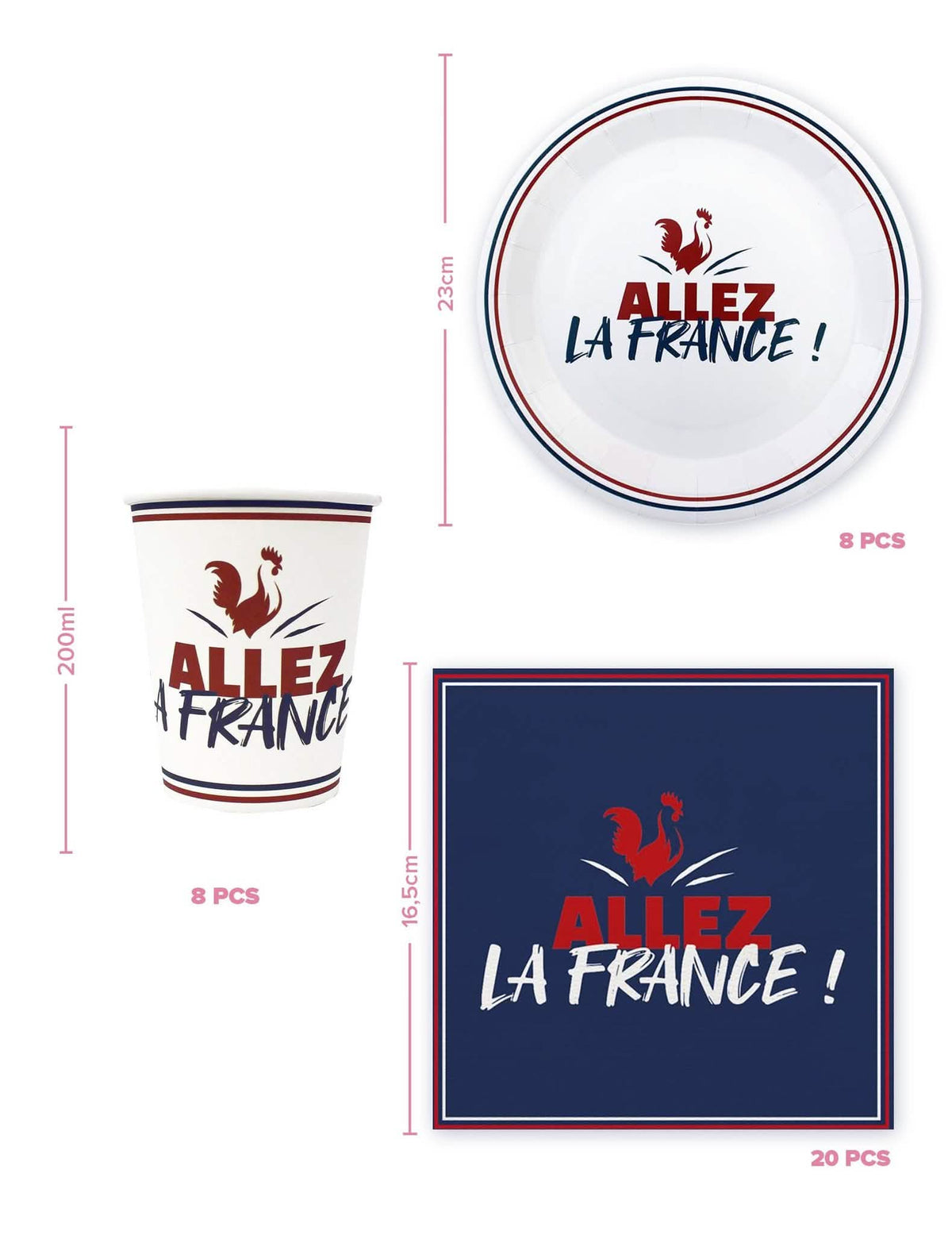 Set wegwerpservies Allez la France