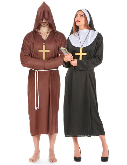 Déguisement de couple de moine et de nonne