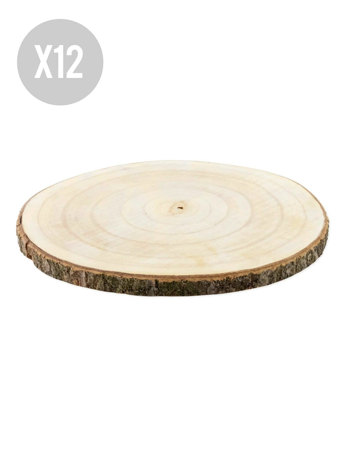 12 natuurlijke houten schijven 28 tot 33 cm