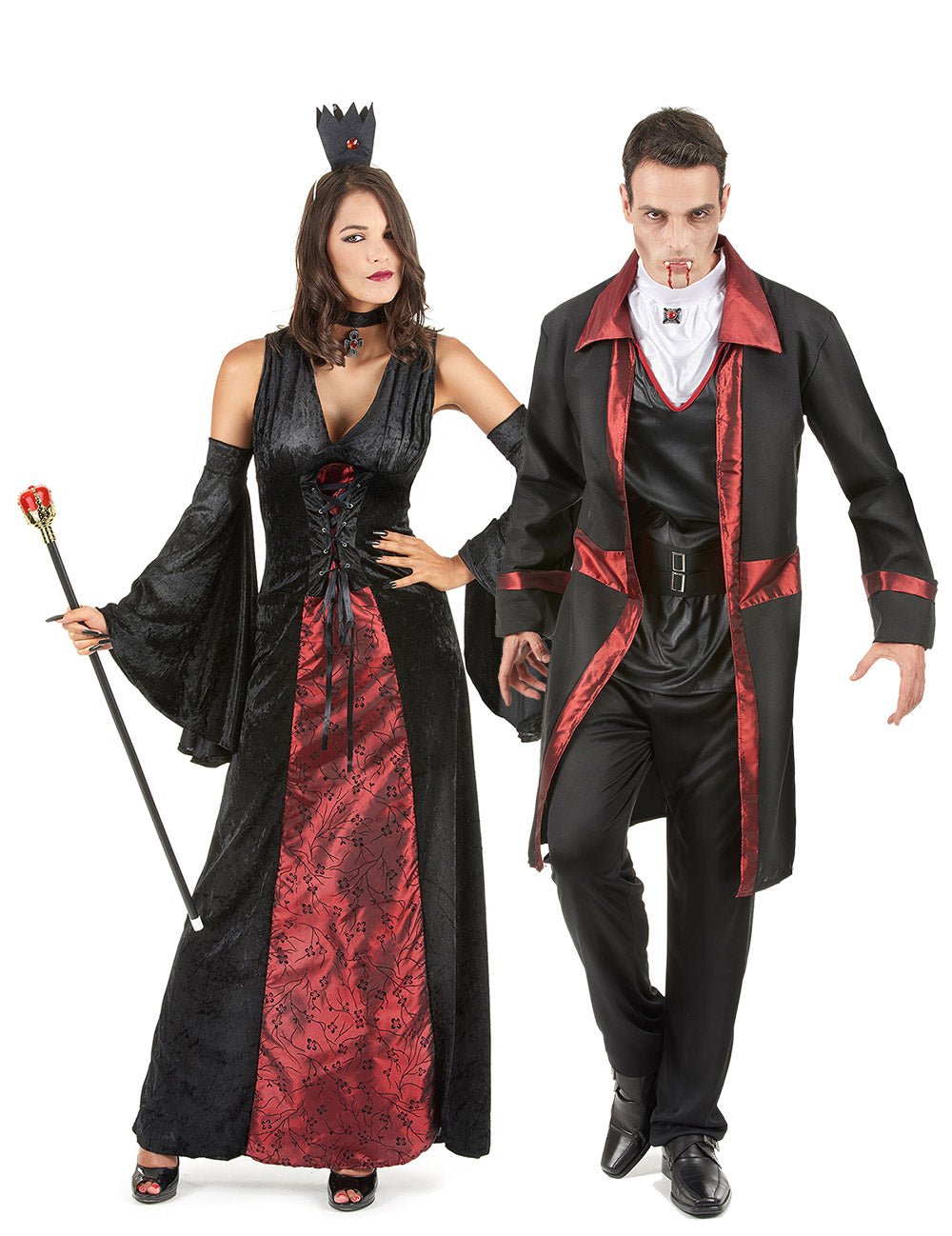 Déguisement de couple vampire rouge et noir Halloween