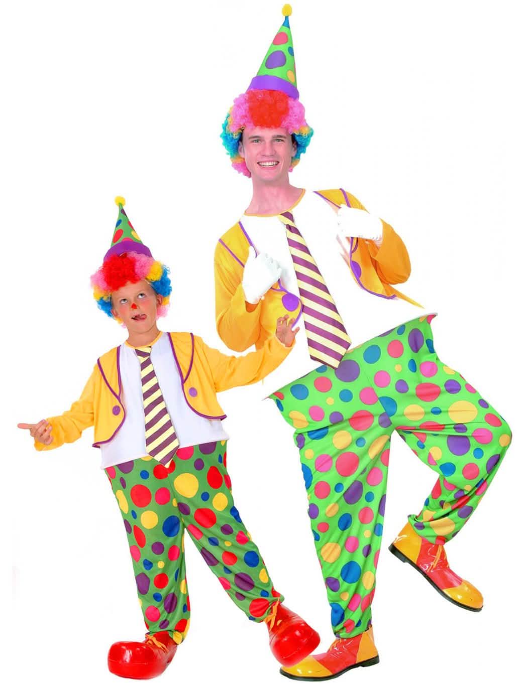 Duo clown kostuums ouder en kind