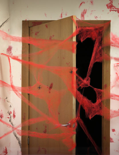 Rood spinnenweb met spinnen 20 g Halloween
