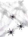 Witte spinnenweb met spinnen 20 g Halloween