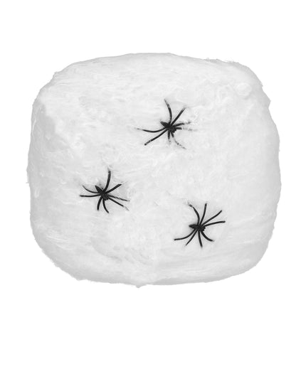 Witte spinnenweb met spinnen 20 g Halloween