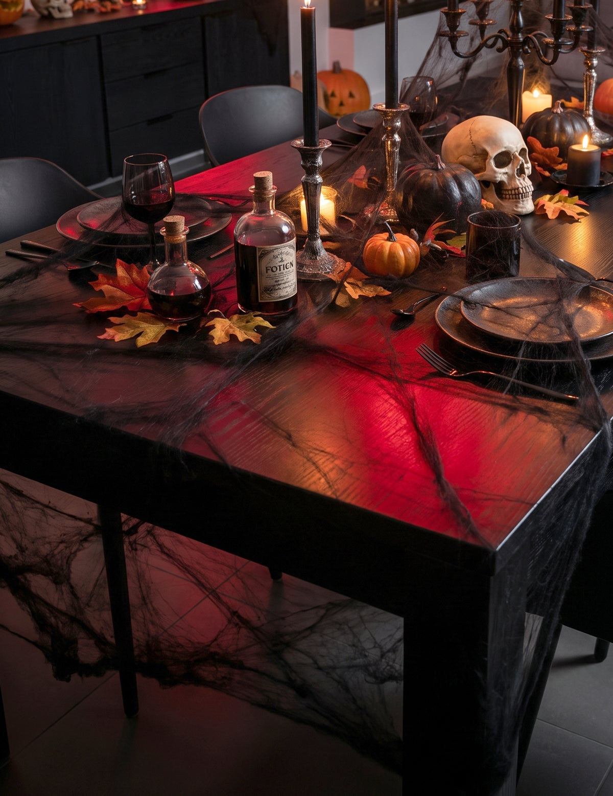 Zwarte spinnenweb met spinnen 20 g Halloween