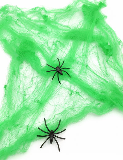 Toile d'araignée verte avec araignées 20 g Halloween